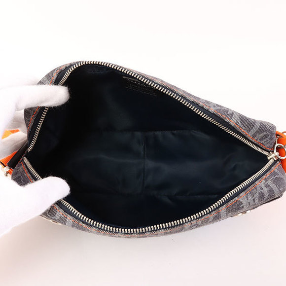 DIOR Flightline Denim Trotter Pattern Shoulder Bag Indigo/Orange - Picture 4 of 12